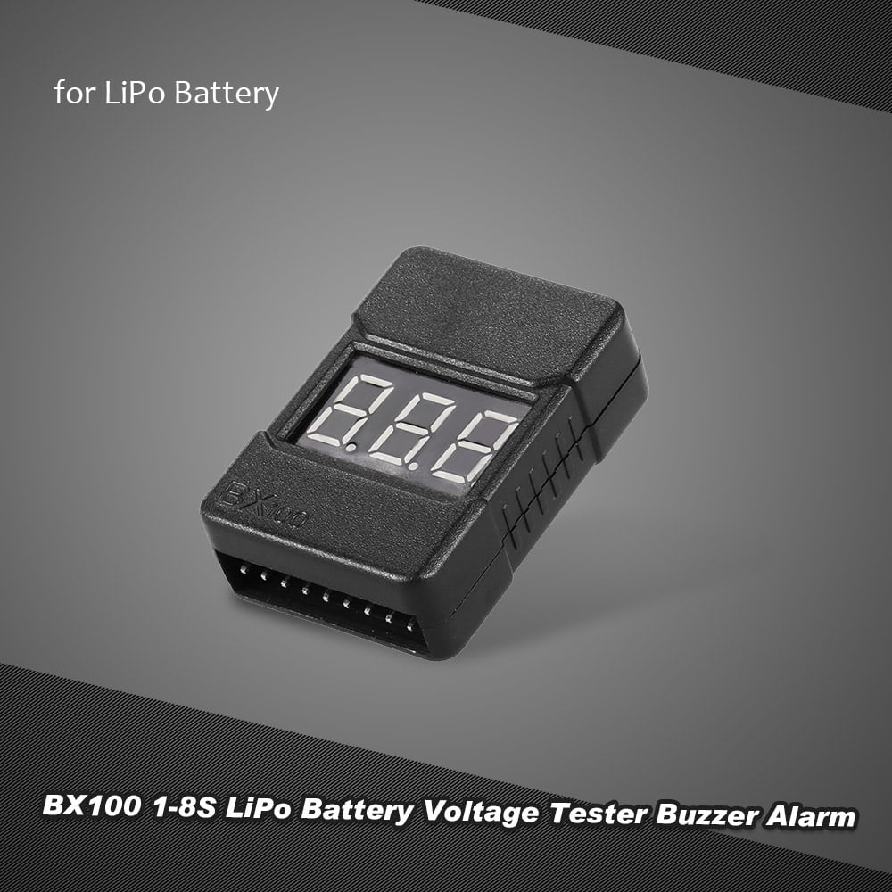 BX100 LiFe Checker Tester Low Voltage Buzzer Alarm for 1-8S LiPo Battery 