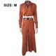 thumbnail image 2 of Monos para Mujer Elegante Manga Larga Sexy Cuello en V Casual Pantalones Largos y Anchos (Naranja), 2 of 6