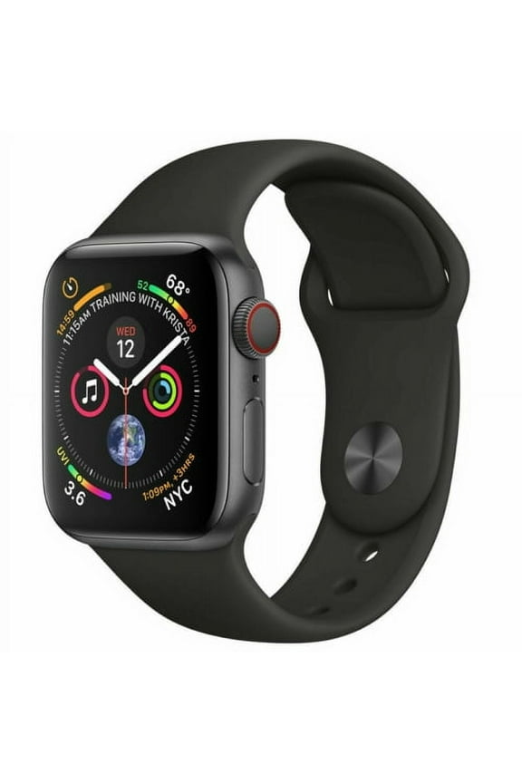 Restored Apple Watch Series 4 44mm GPS + Cellular 4G LTE - Space Gray - Black Sport Band (Refurbished)