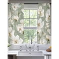 thumbnail image 2 of Vintage Magnolia Sheer Curtains 63 inches Long 2 Panels Set White Blooming Floral Watercolor Green Tiers Sheers Rod Pocket Small Window Short Curtains for Kitchen Cafe, Each 52" W x 63" L, 2 of 7