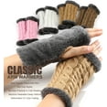 thumbnail image 3 of 2Pairs Knit Arm Warmers Fingerless Knitting Gloves Winter Mitten Gloves ThumbHole Costume, 3 of 7