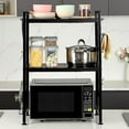 thumbnail image 2 of 3 Tier Microwave Shelf Countertop, Extendable Microwave Oven Rack Adjustable Microwave Stand Bakers Rack for Kitchen Counter Shelf Organizer with 4 Hooks and Pot Lid Holder,Black, 2 of 7