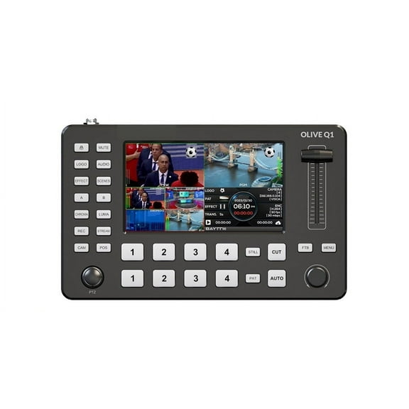 Q1 5 Inch 4 Channel Video Switcher Full HD Screen Live Switcher Push Streaming/Recording Live Streaming