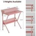 thumbnail image 3 of Small Desk, 27.5 Inch Small Computer Desk for Spaces, Computer Desks with Adjustable Monitor Stand, Compact Desks with Storage, Tiny Study Table for Bedroom Home Office, Pink, 3 of 7