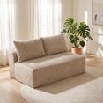 thumbnail image 3 of CQHXIAO Modern Corduroy No-Legs Loveseat Sofa, Compressed 2-Seater for Home Interiors, Camel, 3 of 10