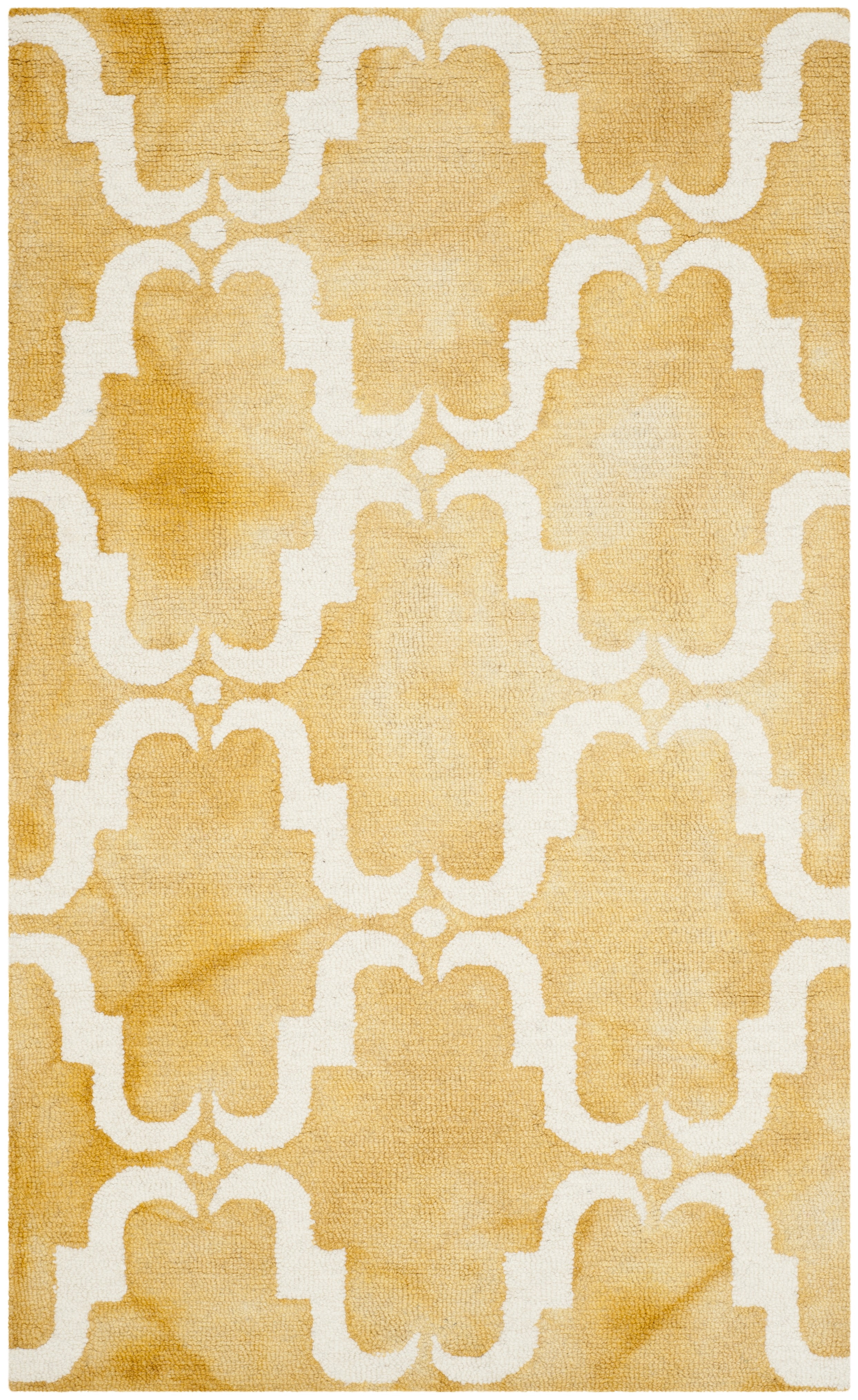 Safavieh Dip Dye Talbot Distressed Wool Area Rug, Gold/Ivory, 3' x 5'