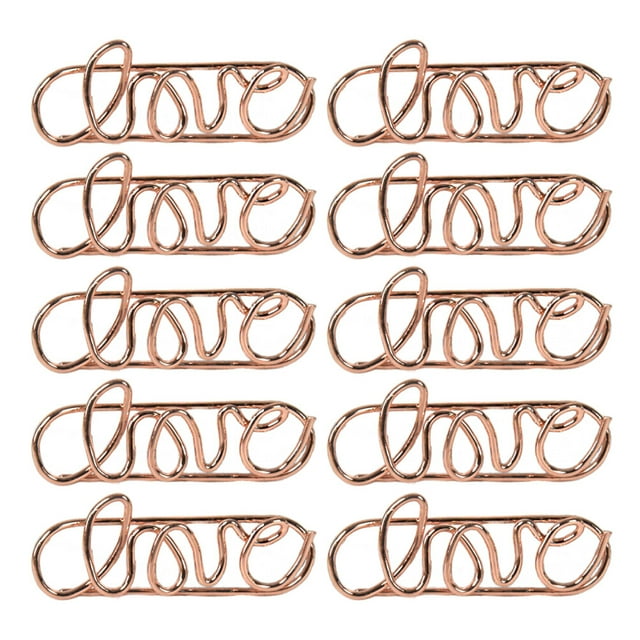 10Pcs Mini Paper Clips Cartoon Shape Stationery Clear Binder Clips Photos Tickets Notes Letter Paper Clip Stationery(Rose Gold)