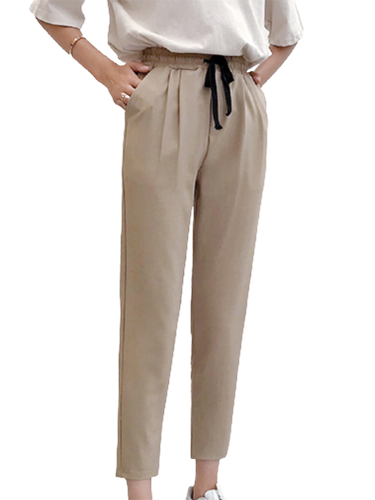 Womens Plus Size Office Drawstring Elastic Formal Pants Work Casual OL  Trousers - Walmart.com