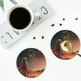 thumbnail image 4 of Fuzoiu Astronaut On Mars A Print Leather Coasters Set,Drink Coasters Set of 4,for Tabletop Protection, Durable PVC Coasters,Home Décor and Housewarming Gift-Round Shape, 4 of 6