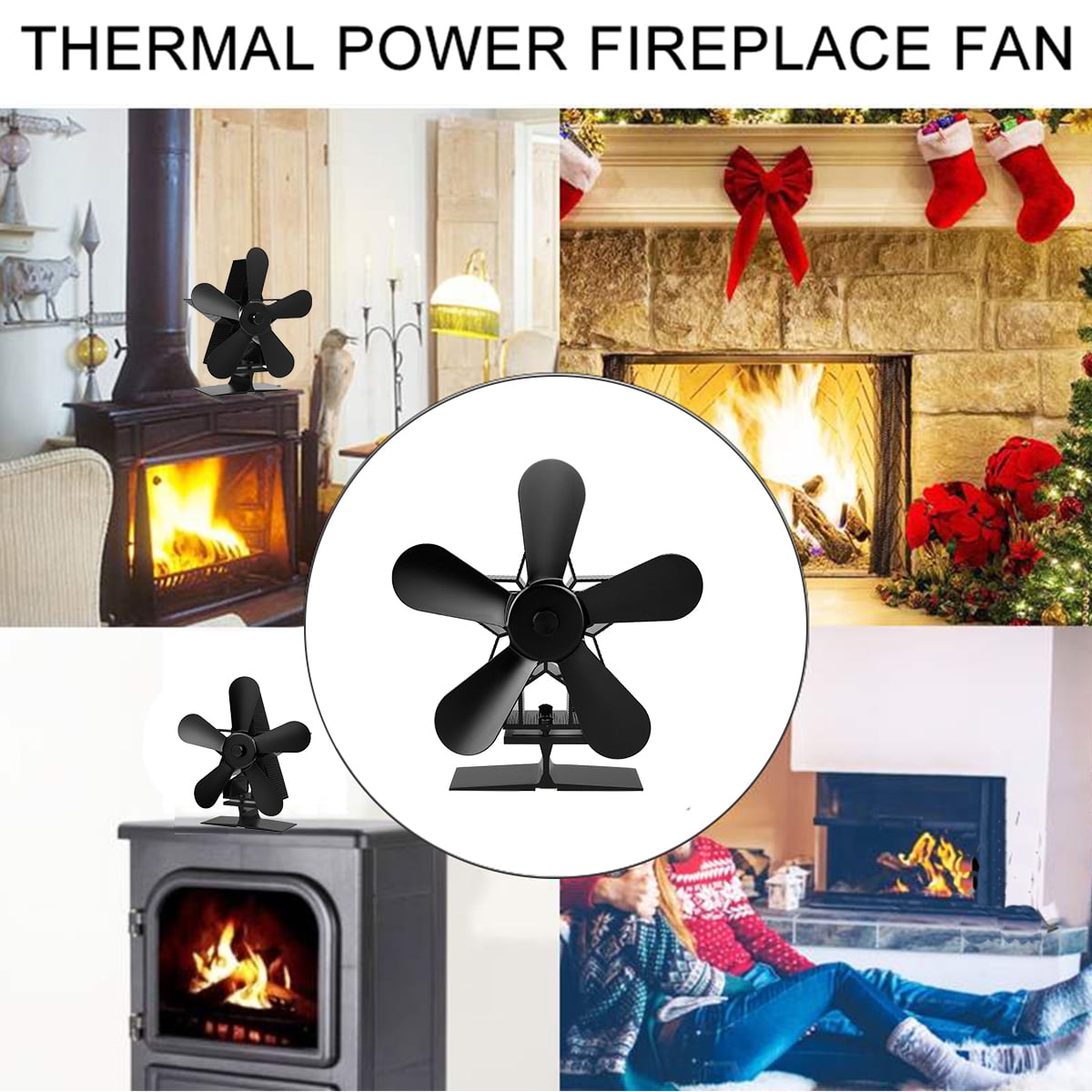 Heat Power Stove Top Fan for Wood Burner Log Burning Fire 4 Blades Eco-Friendly 