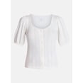 thumbnail image 6 of Time and Tru Women's Pointelle Top with Short Sleeves, Sizes XS-XXXL, 6 of 6
