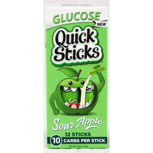 Quick Sticks Sour Apple Glucose Sticks, 12 count, 4.9 oz