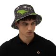 thumbnail image 5 of Yiaed Dinosaur Skeleton Print Reflective Stripe Bucket Hat Unisex Funny Outdoor Fisherman Cap Beach Sun Hat, 5 of 5
