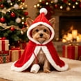 thumbnail image 6 of Tdxkok Red Christmas Pet Cape with Hood and Two Furry Balls Costume for Cats and Dogs Holiday Party Dress Up, 6 of 7