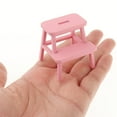 thumbnail image 6 of Dollhouse Wooden Step Stools Chair Model Decoration Accessory Mini Furniture Pink, 6 of 8