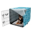 thumbnail image 2 of Blue Dog Crate Cover, Geometric Pattern with Triangles in Oceanic Winter Colors Abstract Mosaic, Easy to Use Pet Kennel Cover for Dogs, 35" x 23" x 27", Blue Sky Blue Pale Blue, by Ambesonne, 2 of 6