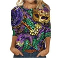 thumbnail image 2 of SOOMLON Mardi Gras Outfit for Women Tuesday Shirts Carnival Themed Party 3/4 Sleeve Outfits Funny Mask Graphic Tshirts Tunic Round Neck Tops New Orleans Holiday Blouses 2025 Multicolor XL, 2 of 5