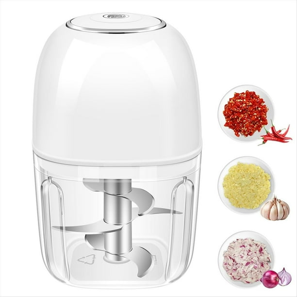 Picadora de Eléctrica de 350 Ml, Miniprocesadora de Alimentos Portátil, Machacadora de USB con 6 Cuchillas de Acero Inoxidable.
