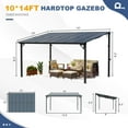 thumbnail image 3 of MEISSALIVVE 10' x 14' Hardtop Wall Mounted Gazebo Pergola, Lean-to Metal Awning with Sloped Roof, Outdoor Shelter for Patio, Deck, Backyard, Black, 3 of 11