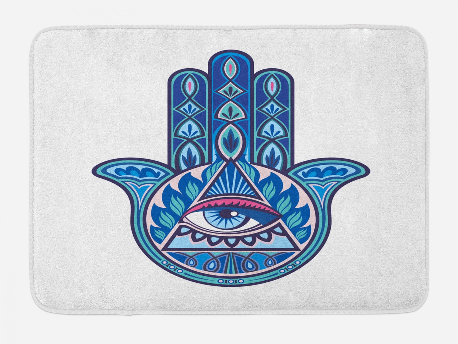 Evil Eye Bath Mat, Vibrant Design Hamsa Hand with Evil Eye in Triangle ...
