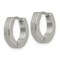 thumbnail image 2 of Stainless Steel Polished and Sand Blasted 3.0mm Hinged Hoop Earrings; for Adults and Teens; for Women and Men, 2 of 3