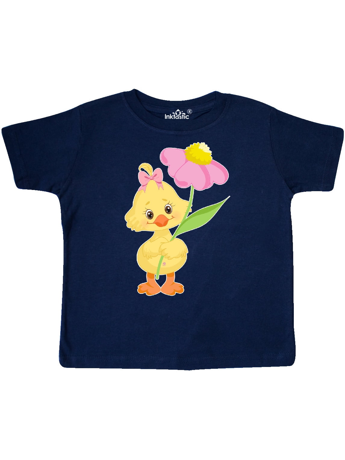 INKtastic - Cute Easter Chick with Pink Flower Toddler T-Shirt ...