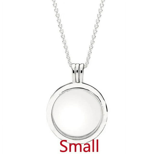 Sparkling Heart Large Key With Crystal Round Lockets Floating 925 Sterling Silver Necklace For Europe Bead Charm Diy Jewelry