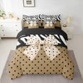 thumbnail image 2 of Homewish Cartoon Ribbon Bedding Comforter Set 7 Pieces for Adults Female Men Women,Black Brown Full Bedding Set Lightweight,Cute Polka Dots Fitted Sheet Flat Sheet,Breathable Home Decor, 2 of 8