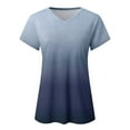thumbnail image 5 of Womens Blouses T Shirts Fashion Loose Gradient V Neck Short Sleeve Ladies Clothing,Grey,3XL, 5 of 5