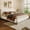Queen + White + Wood + Bedroom + Boucle + Wood+Fabric, variant on Elegant terry upholstered bed with dark brown solid wood legs, luxurious and comfortable bedroom centerpiece, queen size, white