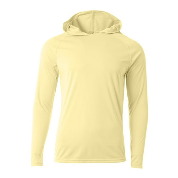 A4 Long Sleeve Hooded Tee Ultra-Tight Knit for Better Opacity and Printability For Mens Color Lt Yellow Size S