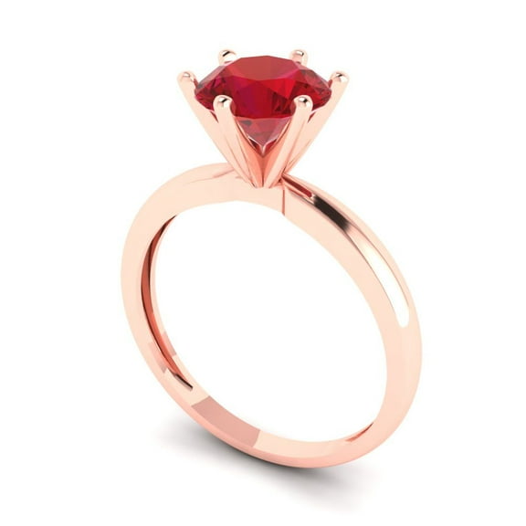 1.5 ct Round Cut Simulated Pink Tourmaline Solitaire Engagement Ring for Women in 14K Rose Gold