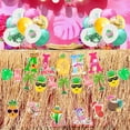 thumbnail image 5 of Paquete de decoración para fiesta de Luau tropical Favores de fiesta temática de playa hawaiana Suministros para fiesta de Luau que incluyen pancartas, pajitas, flamencos y decoraciones de piña., 5 of 5