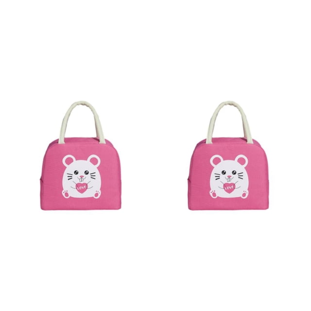 Toystoory Almuerzo fresco y delicioso con bolsa de almuerzo de gran capacidad para el hogar o la oficina Bolsas de almuerzo de diseño de gran Rosa profundo 1 2piezas