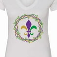 thumbnail image 4 of Inktastic Mardi Gras Fleur De Lis Beads Women's V-Neck T-Shirt, 4 of 5
