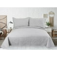 thumbnail image 4 of Marina Decoration Solid Embossed Pinsonic Coverlet Bedspread Bedding Ultra Soft Summer Quilt Set with Shams, Silver Color, 4 of 6
