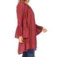 thumbnail image 5 of Sakkas Anna Casual Flowy Wide Neck 3/4 Sleeve Light Summer Boho Blouse Top - Brown - One Size Regular, 5 of 5