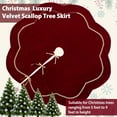 thumbnail image 3 of JEWLALO Christmas Tree Skirt, 60 Inch Red Velvet Fur Scalloped Tree Skirt Sparking Gold Lace Trim for Party Rustic Xmas Holiday Decorations All Year, 3 of 9