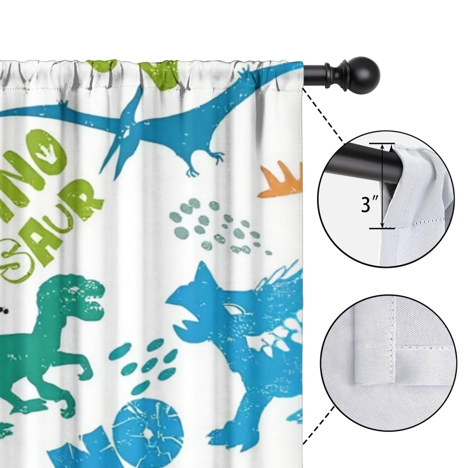 Dino Curtains for Boys Room, Kids Boys Cartoon Dinosaur Funny Colorful Safari Animals Blackout Window Drapery Treatments for Baby Kids Room Bedroom Living Room Nursery Fabric 2 Panels, 42"x84" Inch