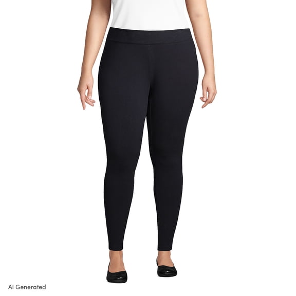 Lands' End Women's Plus Size Starfish Mid Rise Knit Leggings