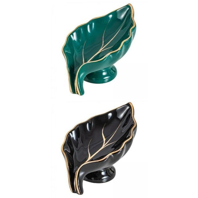 2 Uds Jaboneras De Baño De Cerámica Contenedor Bandeja De Drenaje Caja Verde Negro Sunnimix Jabonera
