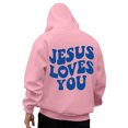 thumbnail image 3 of Mens Christian Jesus Hoodies Faith Religious Graphic Hooded Sweatshirt Spirng Fall Tops Pink XXXL, 3 of 7