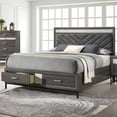 thumbnail image 2 of Furniture of America Kindering Fabric 2-Drawer King Bed with Metal Leg in Gray, 2 of 4