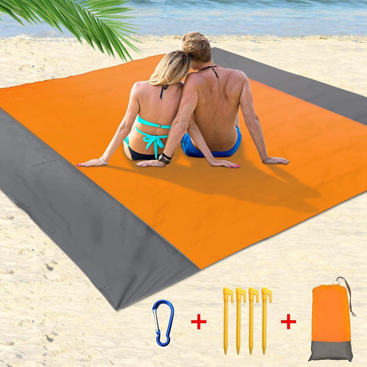 Reinforced Edging for Beach Camping Extra Large 210 x 200cm Beach blanket Waterproof Sandproof Water Resistant Picnic Blanket with 4 Fixed Nails ISOPHO Beach Mat Picnic Blanket Hiking & Picnic