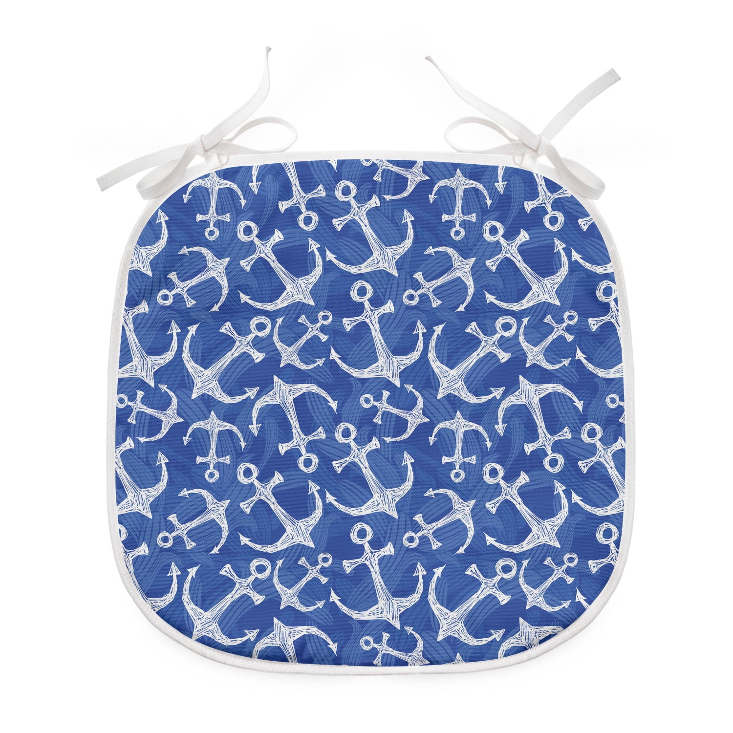 Anchor Dining Chair Pad, Sea Anchor with Weird Modern Lines Marine Life