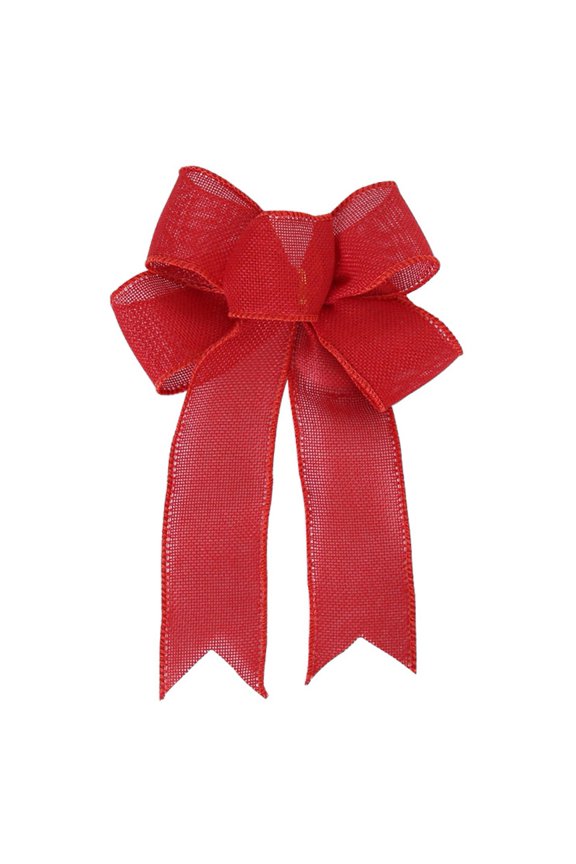 Christmas Linen Bows, 9.5" Long by 7.5" Wide Decorative Christmas Bows for Wreath Garland Christmas Tree Decor, Indoor Outdoor Holiday Decorations, 1 Pc