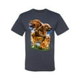thumbnail image 2 of Wild Bobby, Golden Retriever Dog Portrait, Dog Lover, Men's Graphic Tees, Vintage Heather Navy, Small, 2 of 3