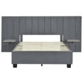 thumbnail image 4 of Full Size Platform Bed with Big Headboard, Velvet Upholstered Bed Frame with Wood Slat Support for Boys Girls AdultsBedroom Furniture, No Box Spring Needed, Easy Assembly, Gray, 4 of 7