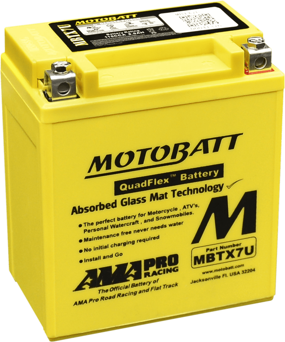 MotoBatt MBTX7U 8Ah 115 CCA AGM Powersports Battery replaces YTX7L YTX7L-BS YTZ8V