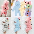 thumbnail image 3 of WIBACKER Newborn Baby Boy Girl Dinosaur Onesie Cartoon Long Sleeve Zip Up Hooded Jumpsuit Outfits, 3 of 7
